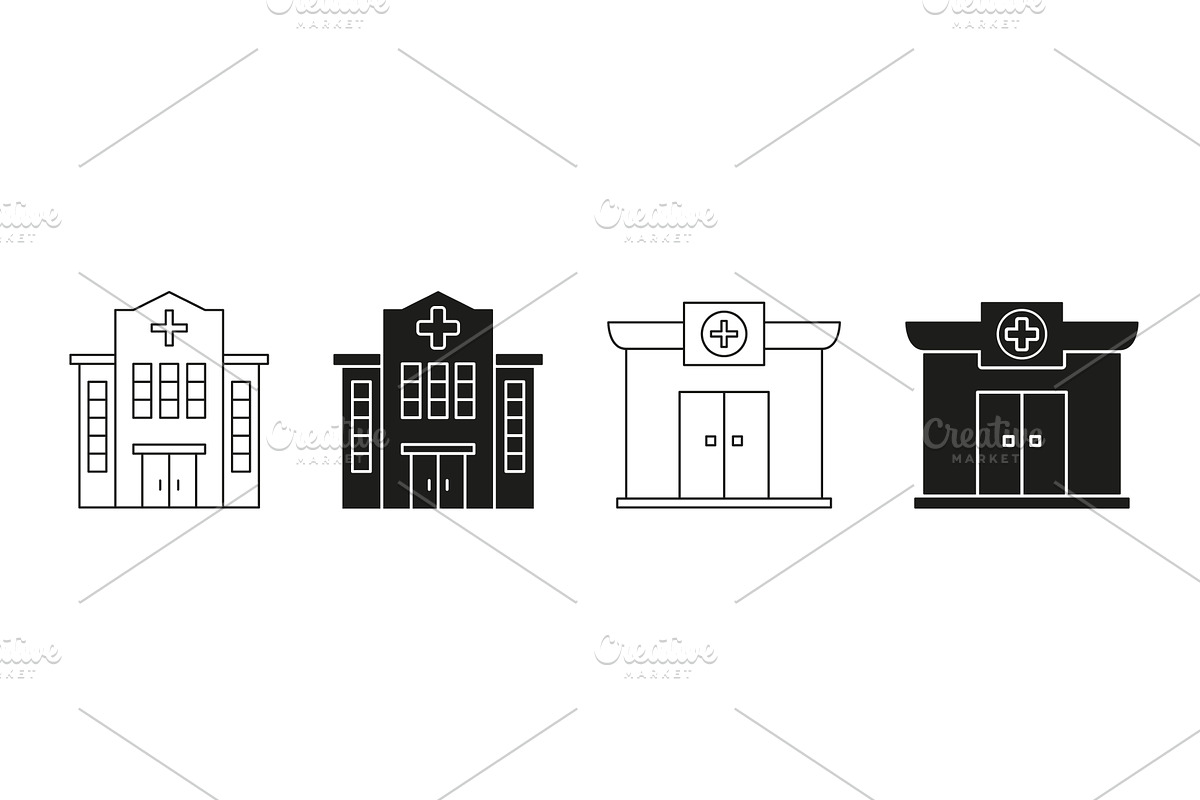 Hospital Building Icons, an Object Illustration by Gentle Studio