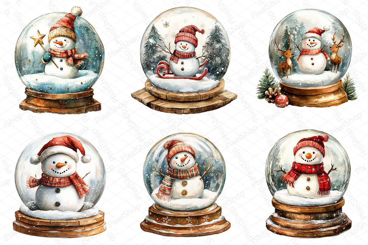 Christmas Snowman Globe Clipart, an Illustration by DreamPrint404 (Photo 4 of 6)