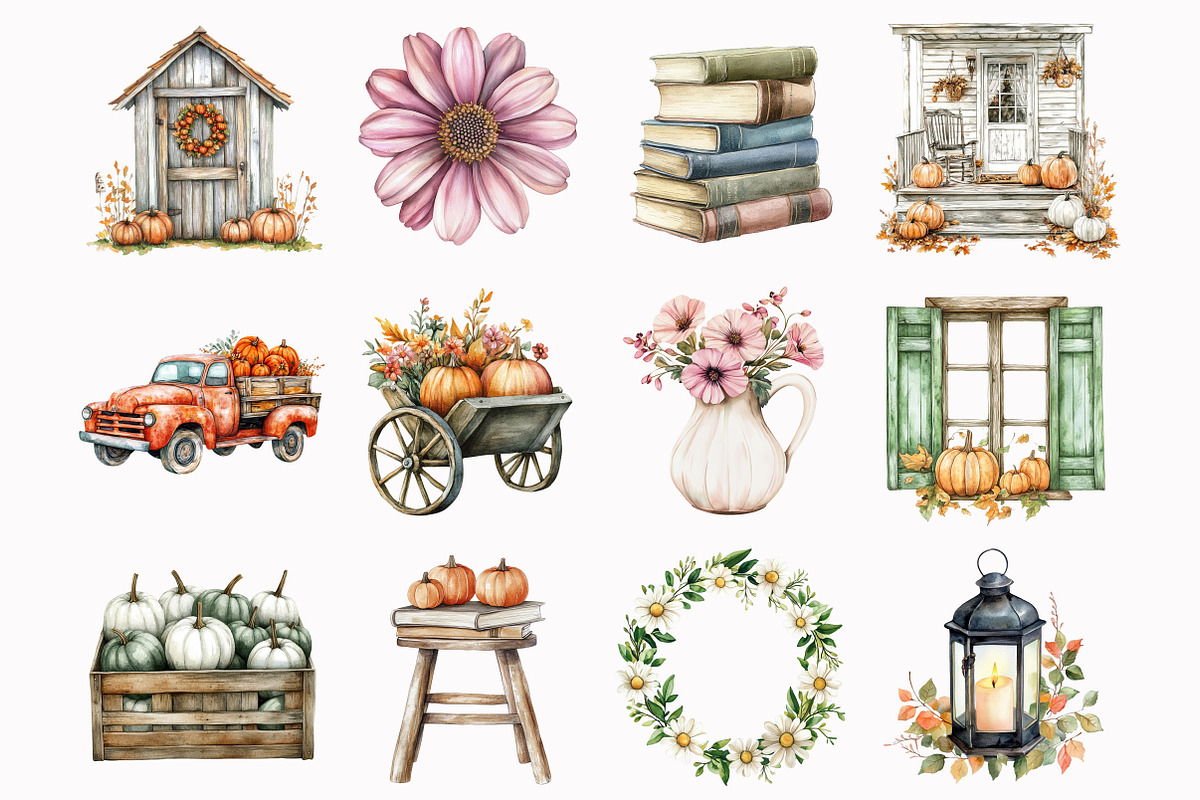 Boho Autumn Clipart, an Illustration by Design Market (Photo 2 of 5)