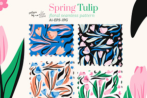 Spring tulip seamless pattern