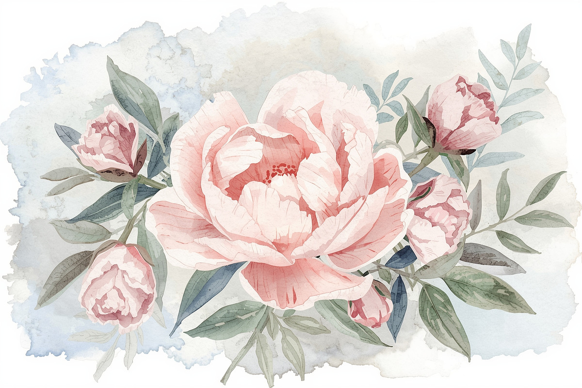 Watercolor Peony Floral Clipart Bund, a Graphic by Creativeshirt (Photo 4 of 15)