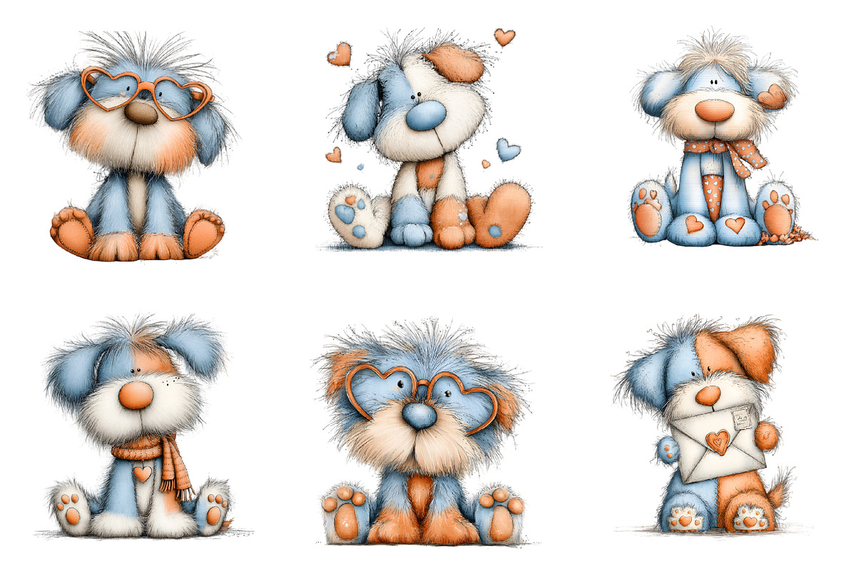 Whimsical Valentine Dogs Clipart, an Illustration by GatewayDesign (Photo 2 of 3)