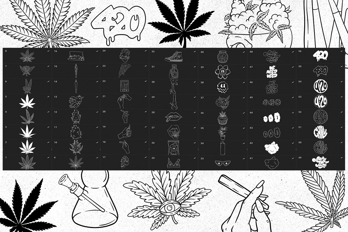 CANNABIS Procreate Stamps, a Brush Add-On by SecondOfJuly (Photo 6 of 6)