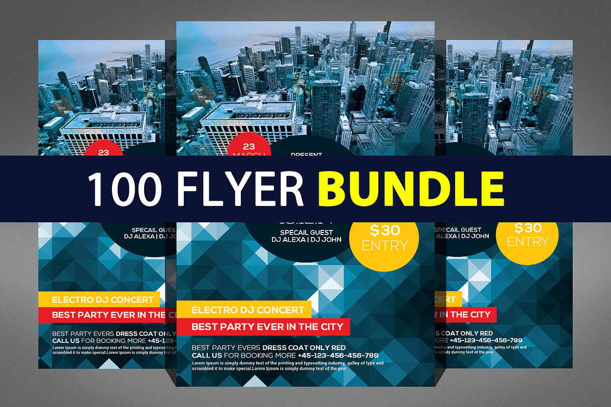 100 Party Flyer Bundle, a Flyer Template by Graphic Templates (Photo 1 of 101)