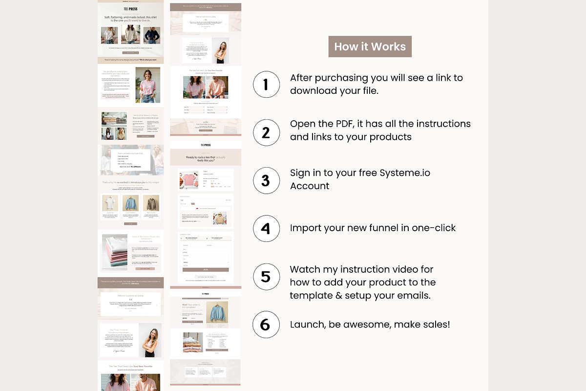 Systeme.io Tee Press Physical Funnel, a Landing Page Template by Hayley's Digital Hub (Photo 9 of 10)