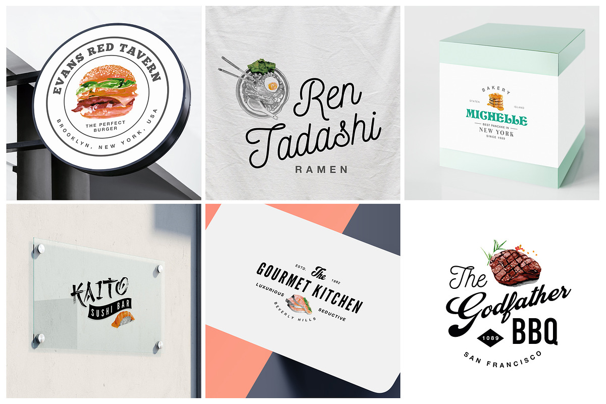 12 Food Industry Logos Hand Painted, a Branding & Logo Template by Liviu (Photo 5 of 5)