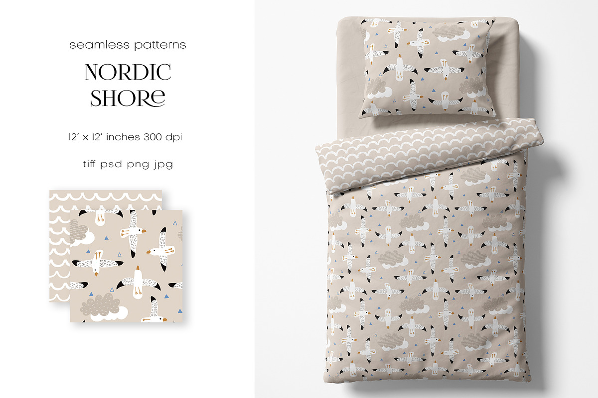 Nordic Shore – Patterns Set, a Pattern Graphic by PROTEA Watercolor Studio (Photo 2 of 7)
