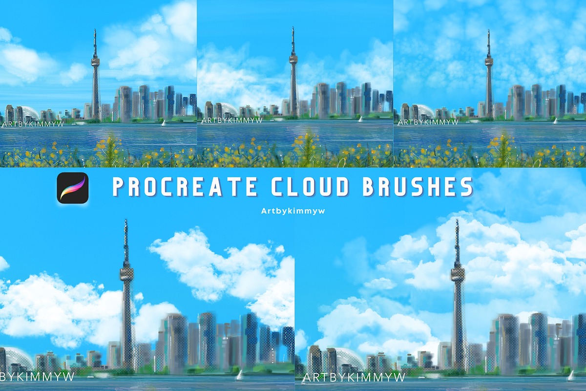 50 Procreate Cloud Brushes Hi-res, a Brush Add-On by Artbykimmyw