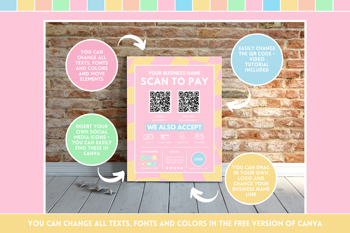 Pastel Scan to Pay Sign, a Stationery Template by SunshineStudioBoutique (Photo 4 of 11)