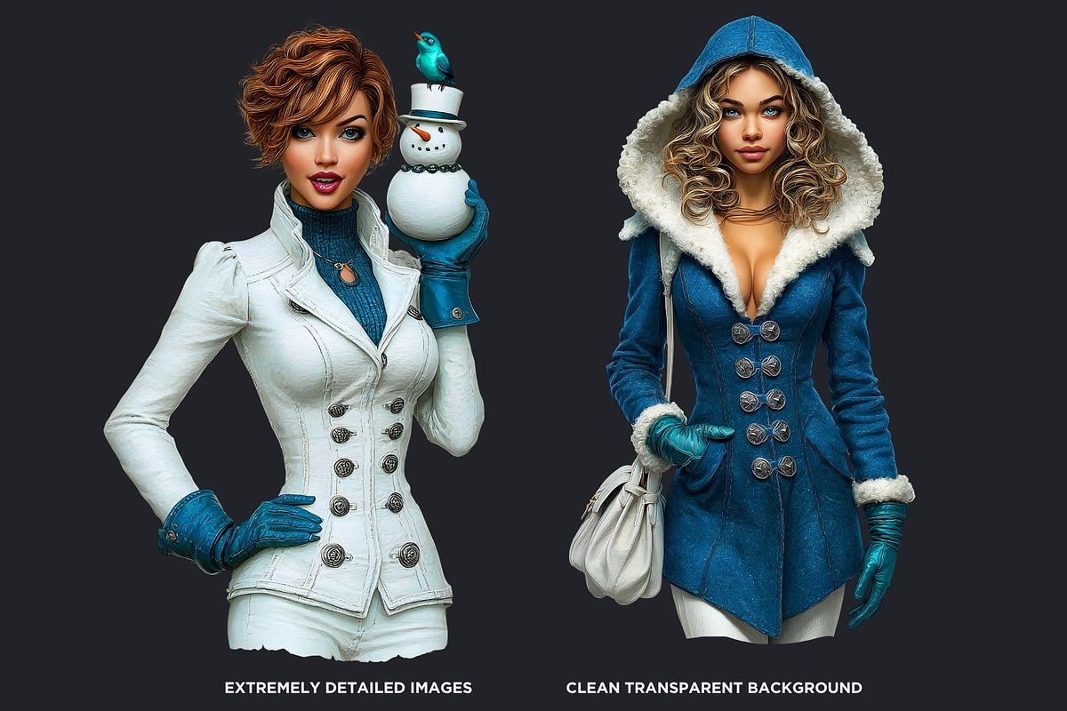 Modern Winter girls cliparts, a Seasonal Illustration by ThatsDesignArt (Photo 3 of 18)