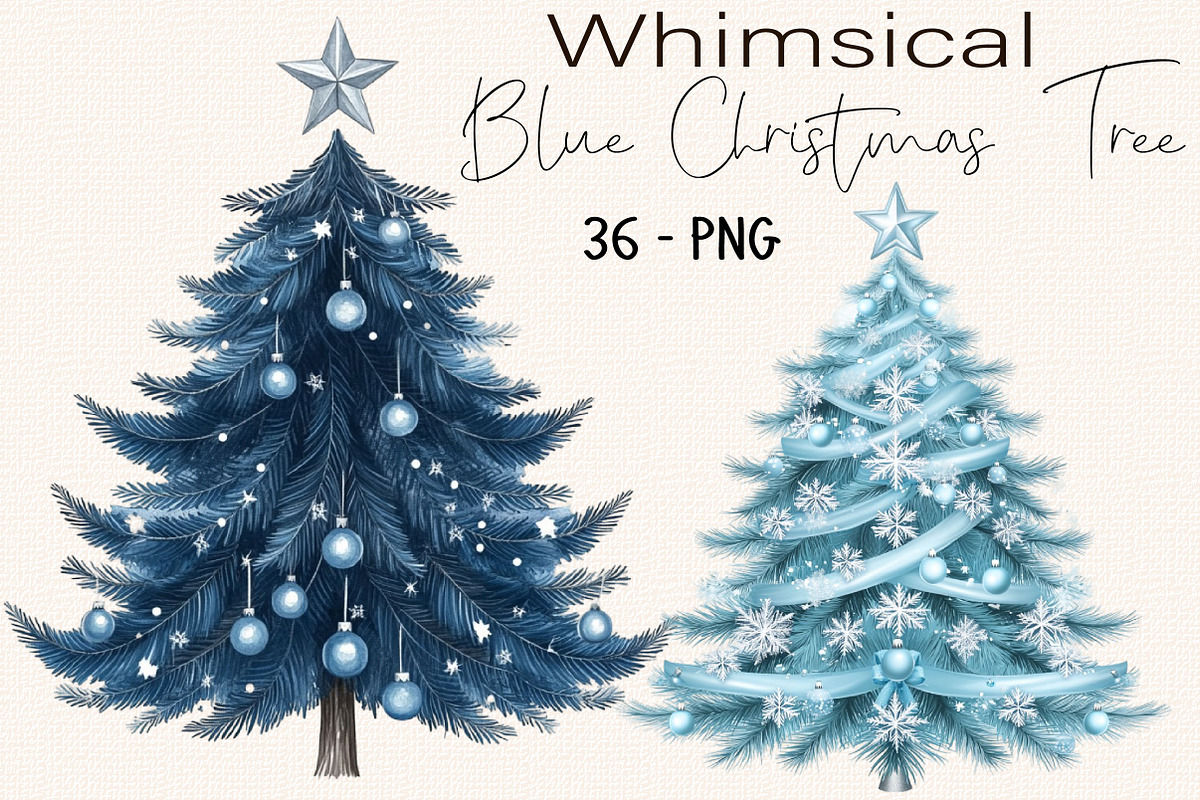 Blue Christmas Tree Clipart Bundle., a Seasonal Illustration by SVGArt (Photo 1 of 5)