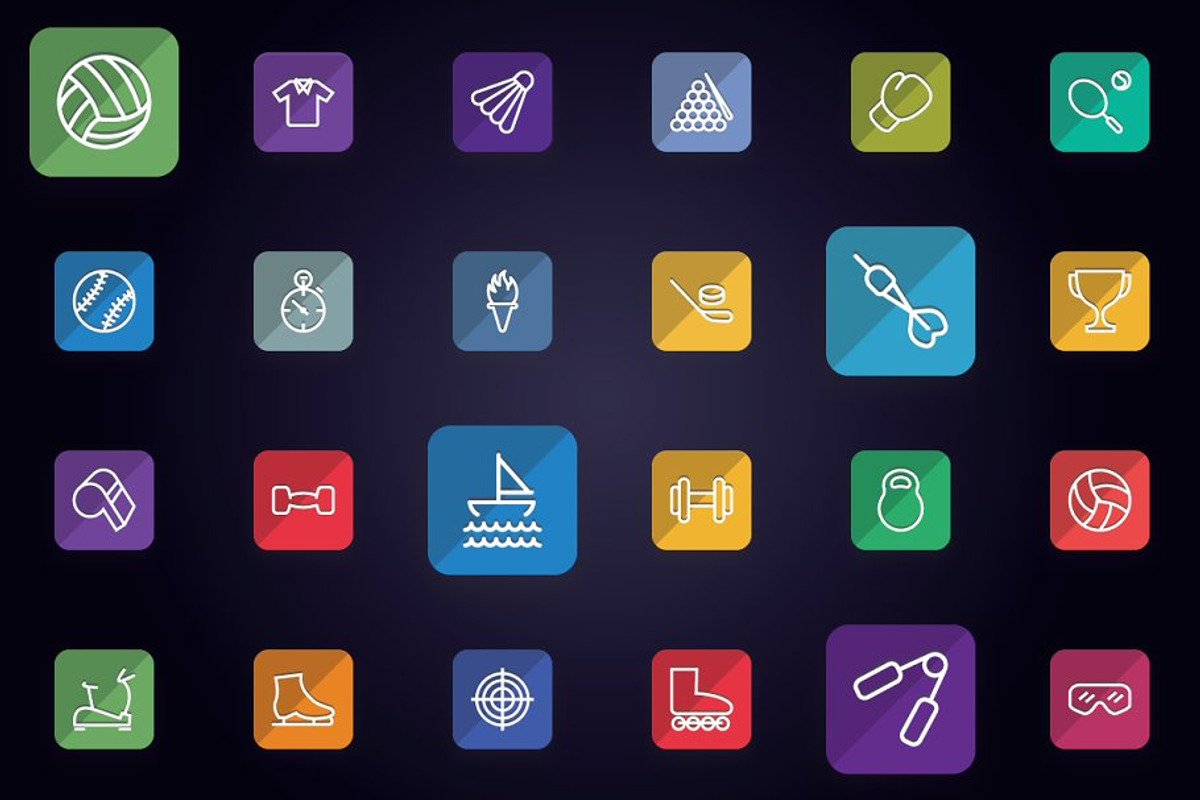 Sports, Games & Fitness Flat Icons, a Solid Icon by FlatLineIcons (Photo 2 of 5)
