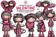 Whimsical Cupid Valentine Clipart, an Illustration by cherrydesign (Thumbnail 1 of 4)