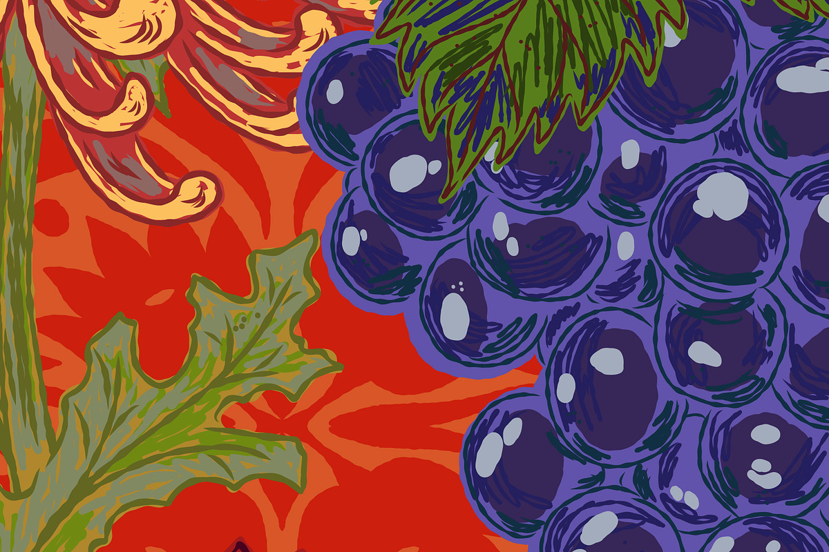 Pomegranate Grape Chrysanthemum, a Pattern Graphic by NayaChu (Photo 8 of 9)
