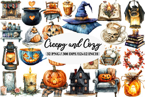 Creepy and Cozy Halloween Clipart, an Illustration by Daily.Designs