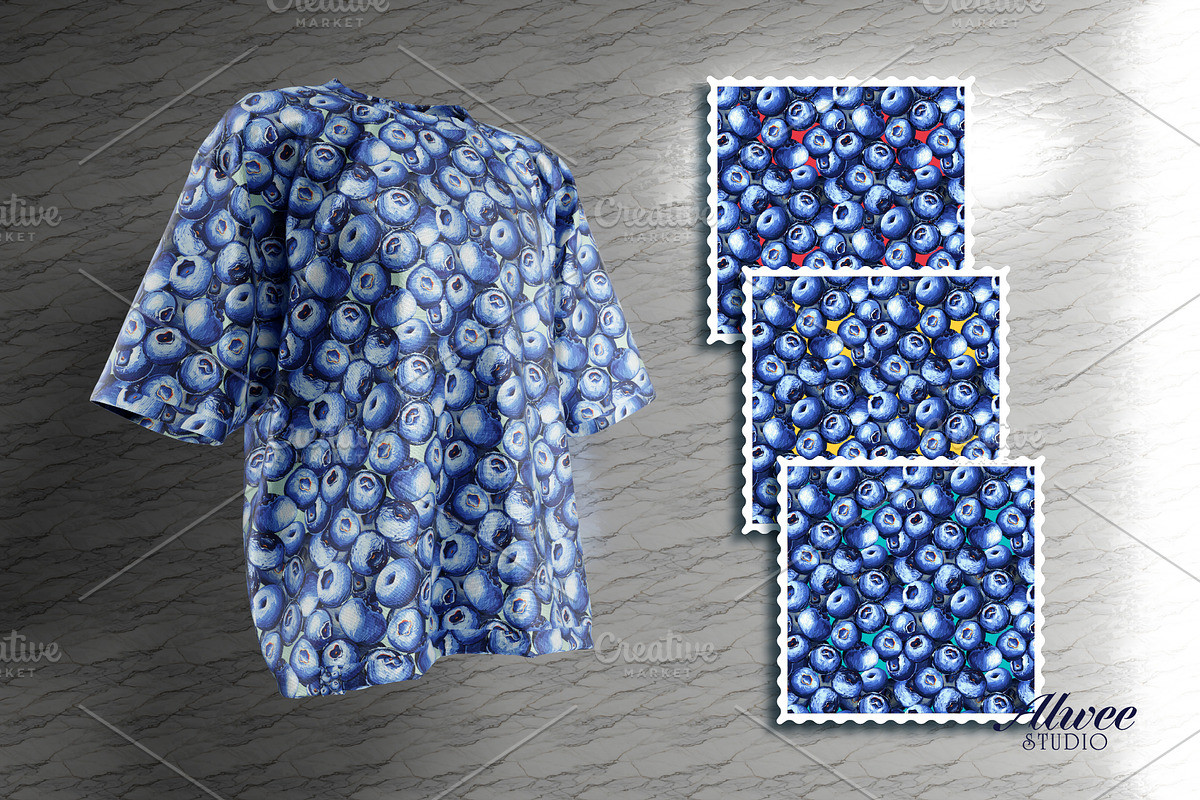 HandDrawn Blueberry Seamless Pattern, a Pattern Graphic by Alwee Studio (Photo 6 of 6)