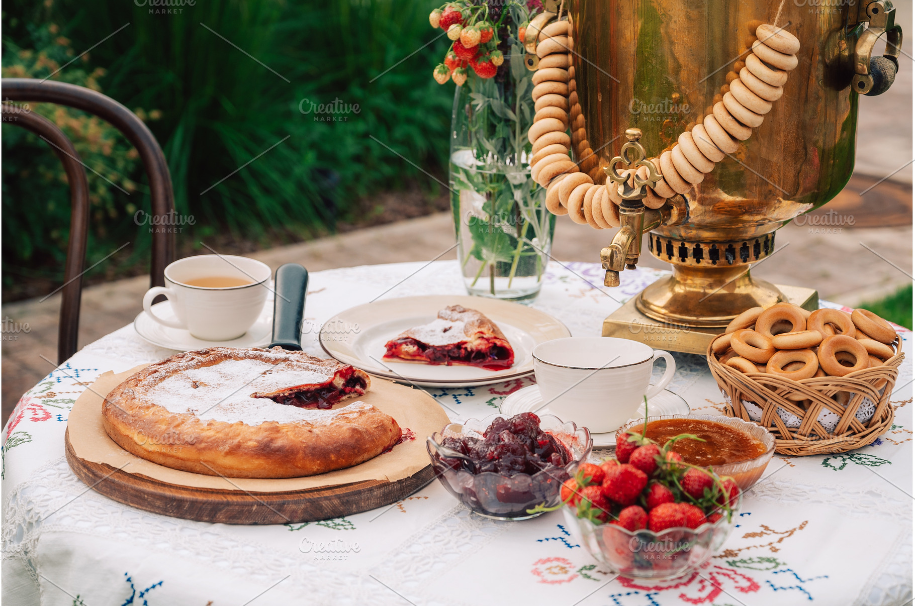 Traditional Outdoor Tea with Samovar, a Food & Drink Photo by Jan Jack Russo Media