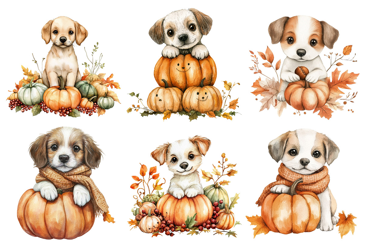 Cute Autumn Dog Sublimation Clipart, an Illustration by CitraGraphics (Photo 3 of 7)