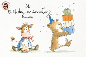 Birthday Animals PNG Clipart, an Animal Illustration by Nicolle's Colorful Art