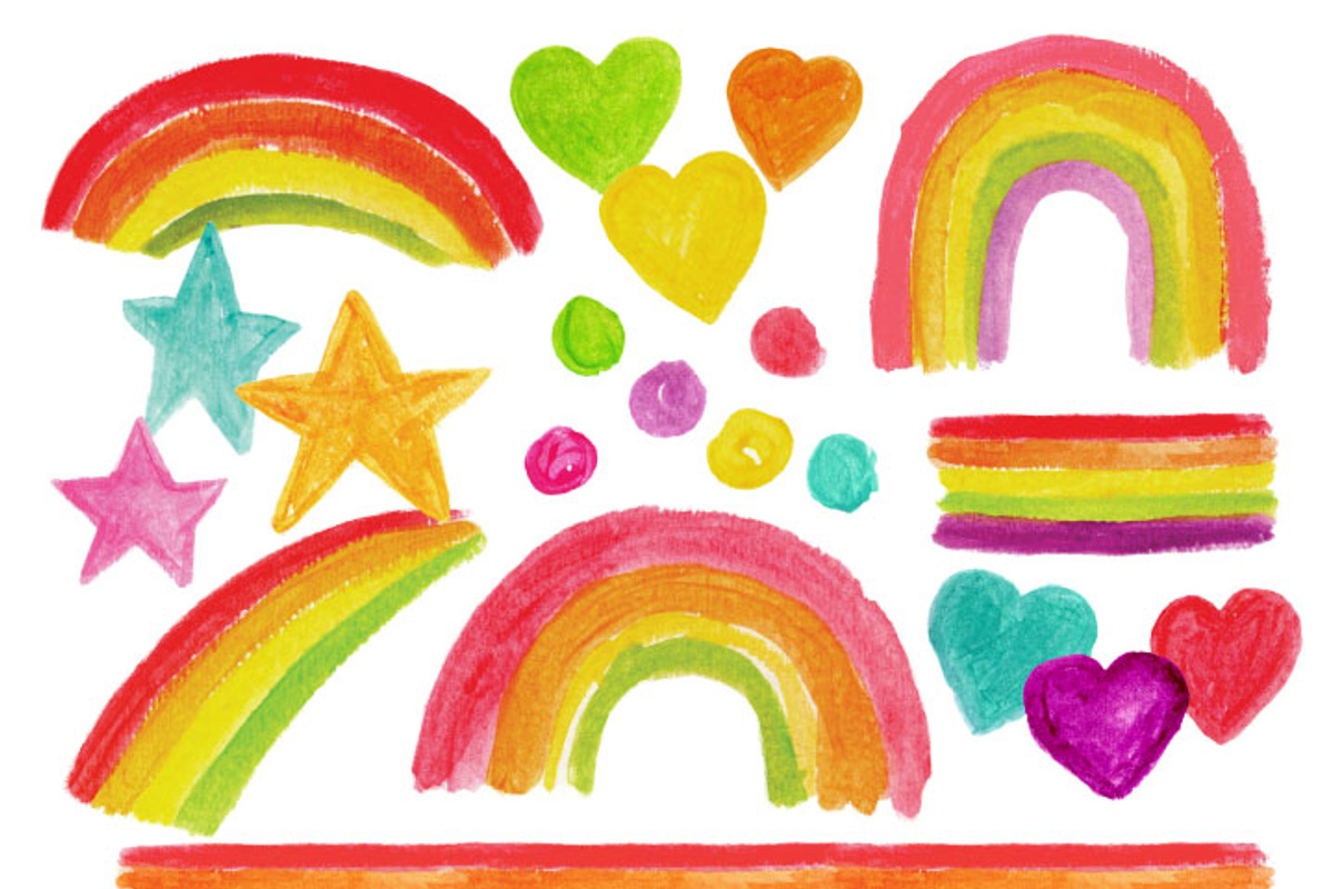 Hand-painted Watercolor Rainbows, an Illustration by Sandra Jones Art (Photo 1 of 2)