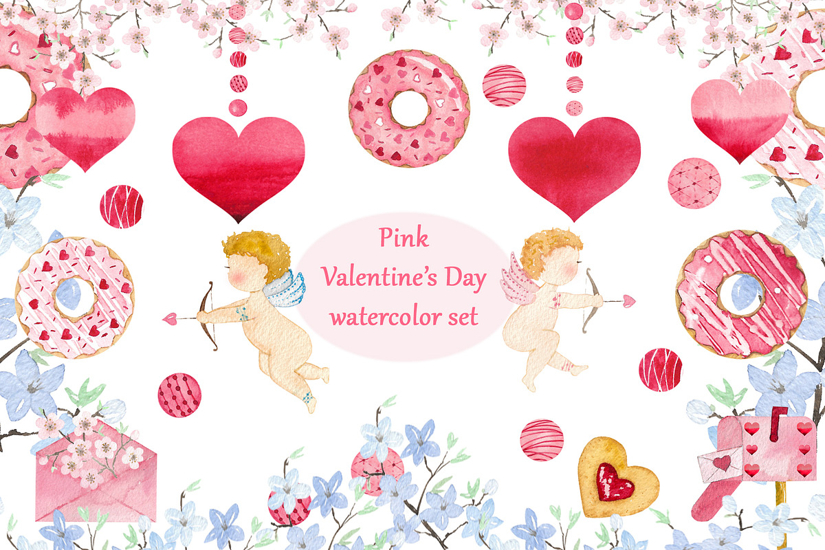 Pink Valentine's Day set, an Illustration by Pretty light (Photo 1 of 4)