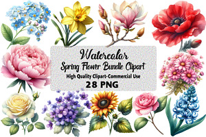 Spring Flower Bundle Clipart, an Illustration by Daily.Designs