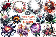 Halloween Flowers Clipart Bundle, an Illustration by DreamCafeArt (Thumbnail 1 of 7)