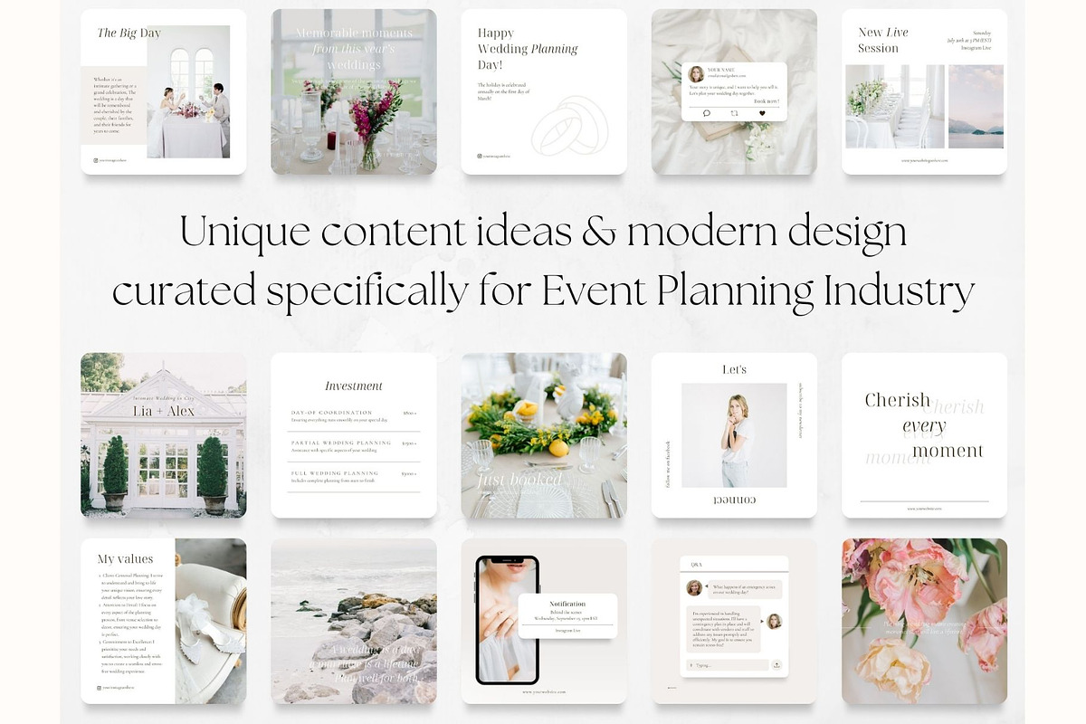 70 Wedding Event Planner Posts, a Social Media Template by PatternLab. (Photo 4 of 9)