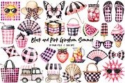 Black and Pink Gingham Summer Clipar, an Illustration by Libby Wishes (Thumbnail 1 of 7)