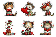 Whimsical Valentine's Cat Clipart, an Illustration by Dream Creation (Thumbnail 6 of 7)