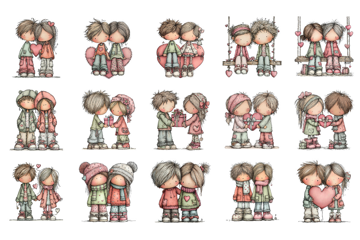 Sweet Pastel Valentine Couple PNG, an Illustration by SinaCreation (Photo 8 of 11)