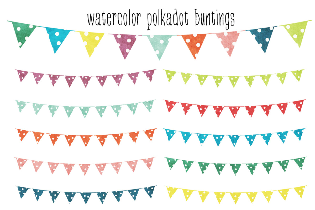 Watercolor Polkadot Buntings, an Object Graphic by Maybe Sparrow Designs