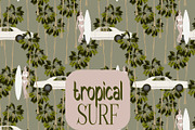 Tropical surf people vintage cars, a Pattern Graphic by Cotton Melon pattern Shop (Thumbnail 1 of 5)