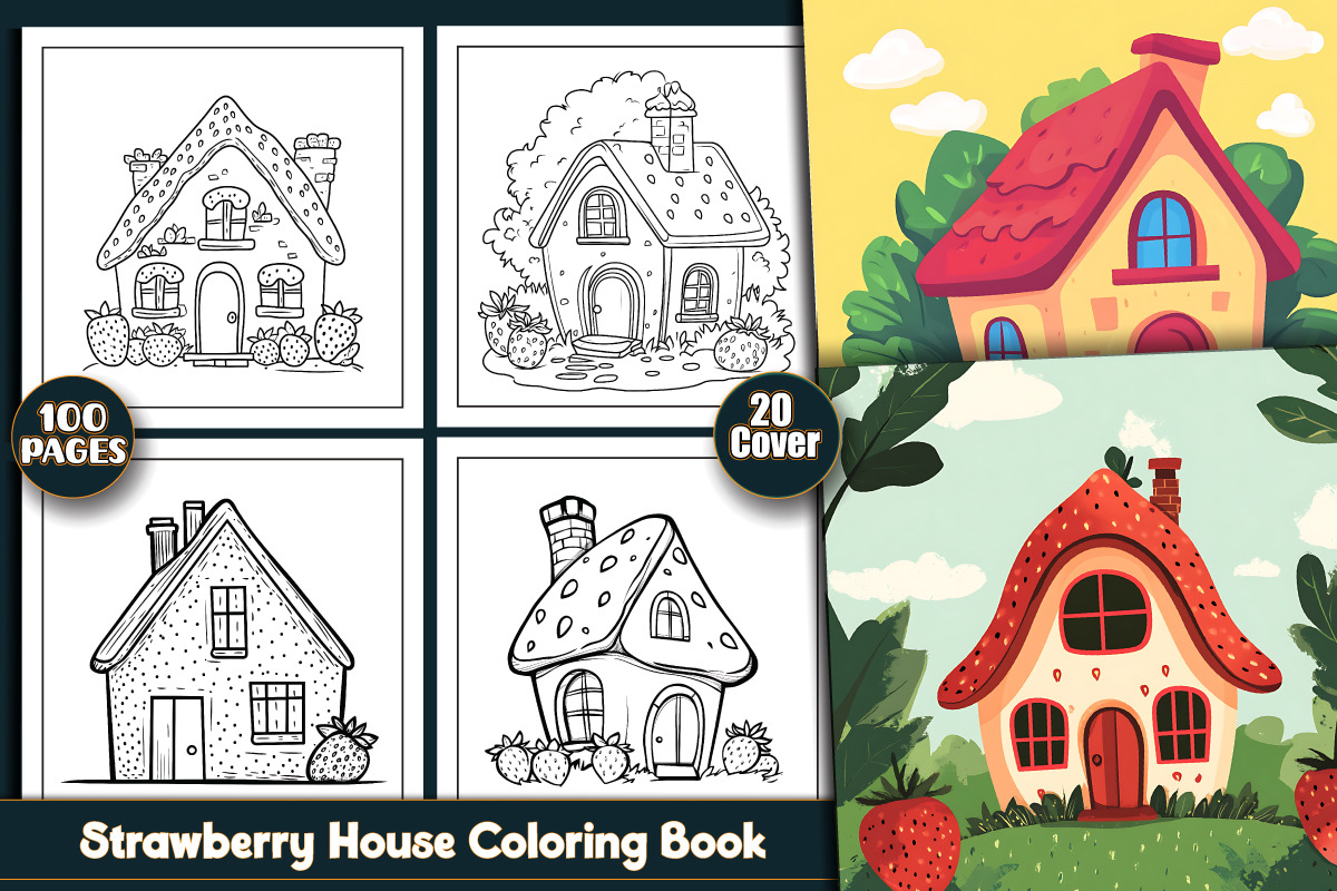Strawberry House Coloring Book, an Object Illustration by protabsorkar11 (Photo 1 of 7)