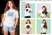 Female t-shirt Mockup-V-2-002, a Shirt Mockup by designvillage (Thumbnail 2 of 7)