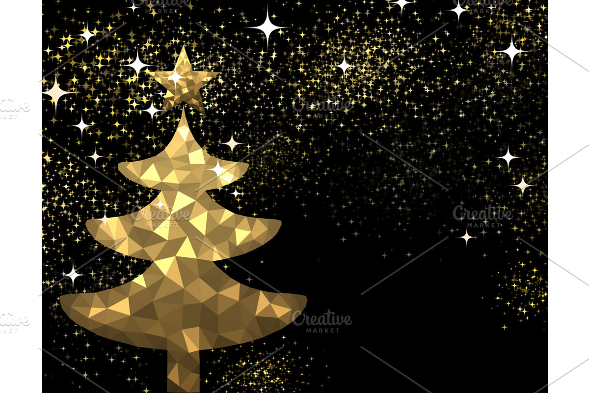 Golden Christmas trees set, a Decorative Illustration by Vjom (Photo 10 of 12)