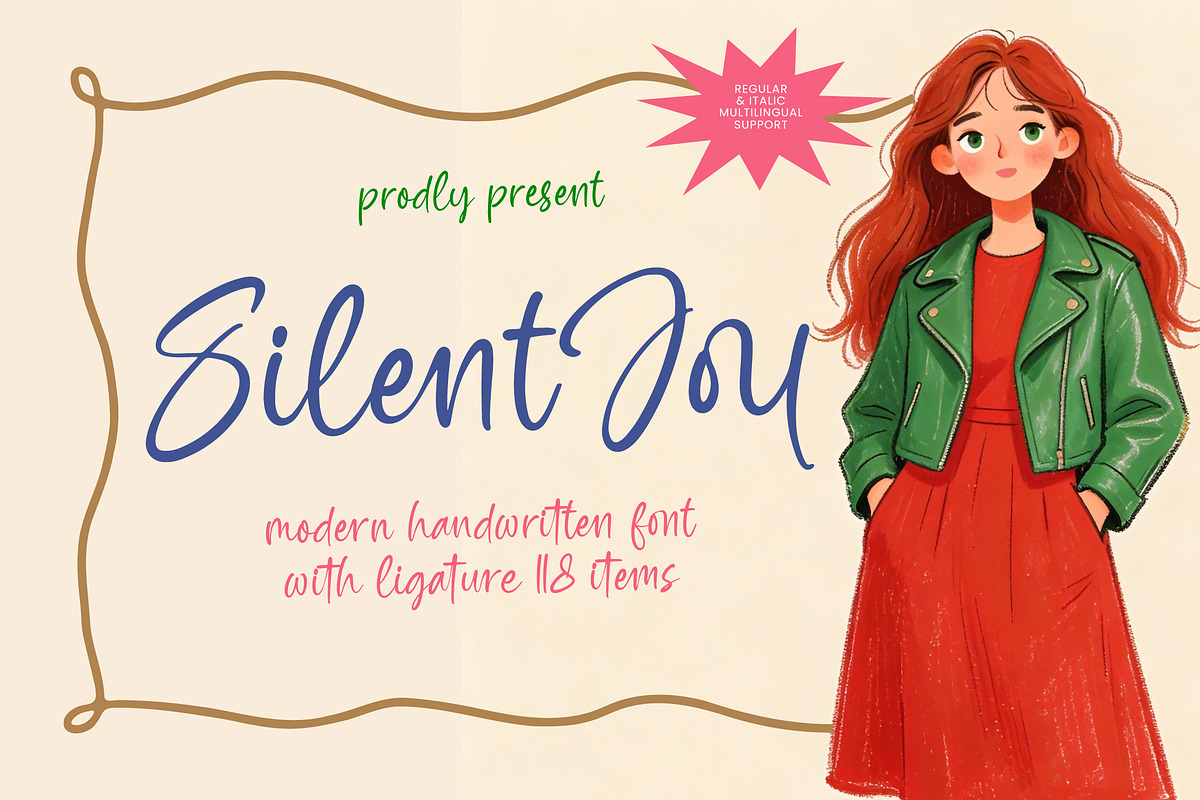 Silent Joy Modern Handwritten Font, a Script Font by Letterena Studios Script (Photo 1 of 20)