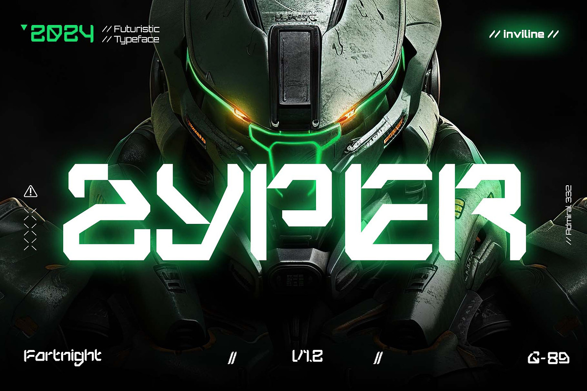 Zyper - Futuristic Display Font, a Font by Inviline.co (Photo 1 of 7)