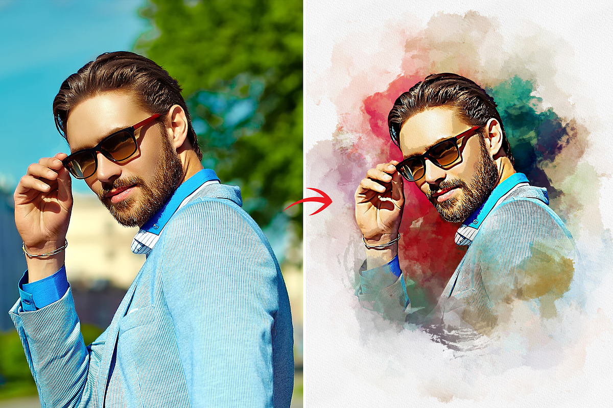Mixed Watercolor Art Photo Effect, an Action Add-On by Photoshop Action (Photo 2 of 23)