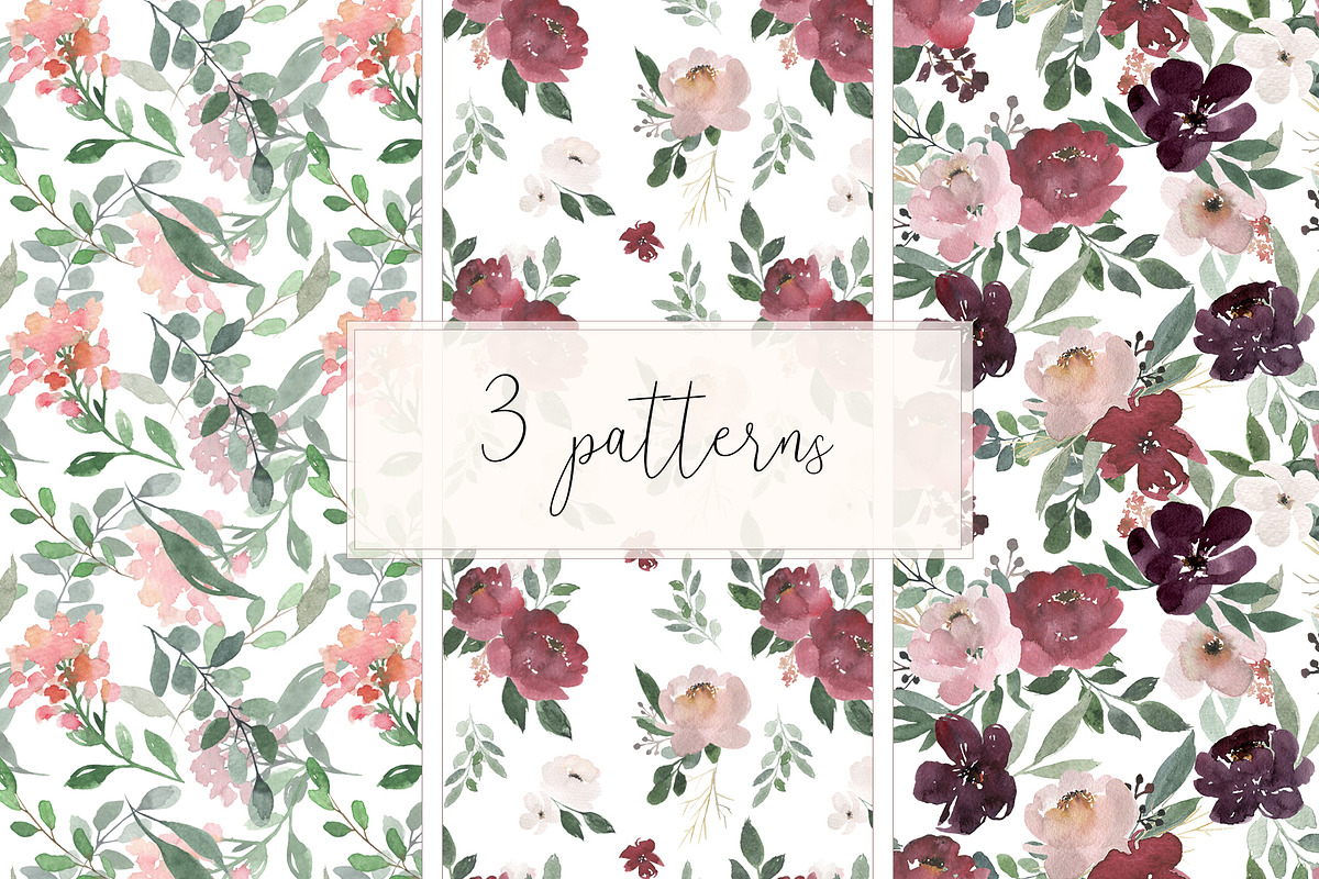 Grace - Blush & Plum Florals, an Illustration by MariePierLaf (Photo 6 of 7)