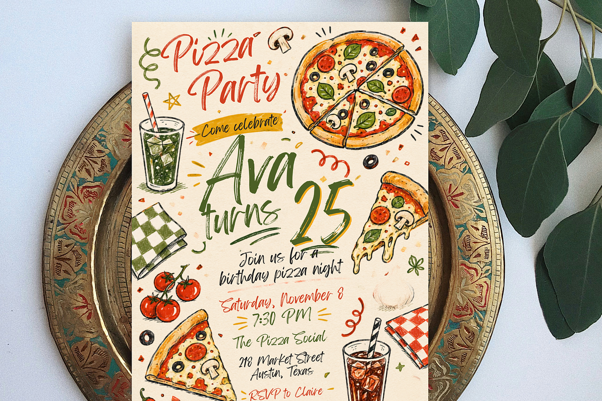 Hand Drawn Adult Birthday Invite, an Invitation Template by heynomi (Photo 2 of 20)