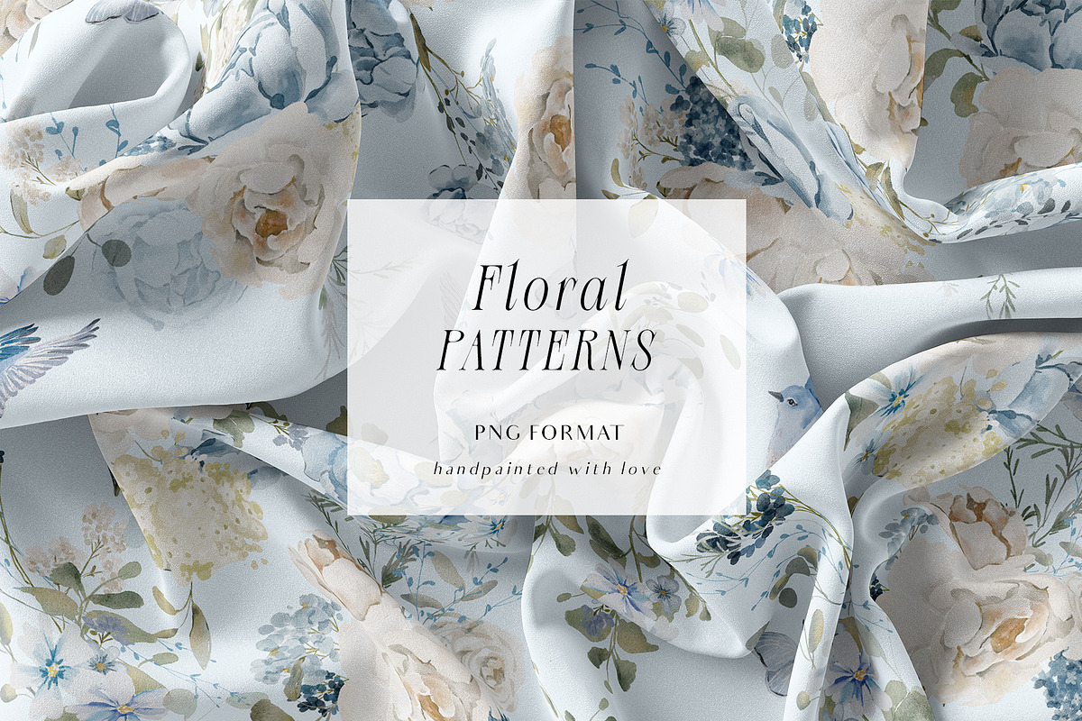 Watercolor Blue White flowers, a Decorative Illustration by Grace Noboa Illustrations (Photo 9 of 14)