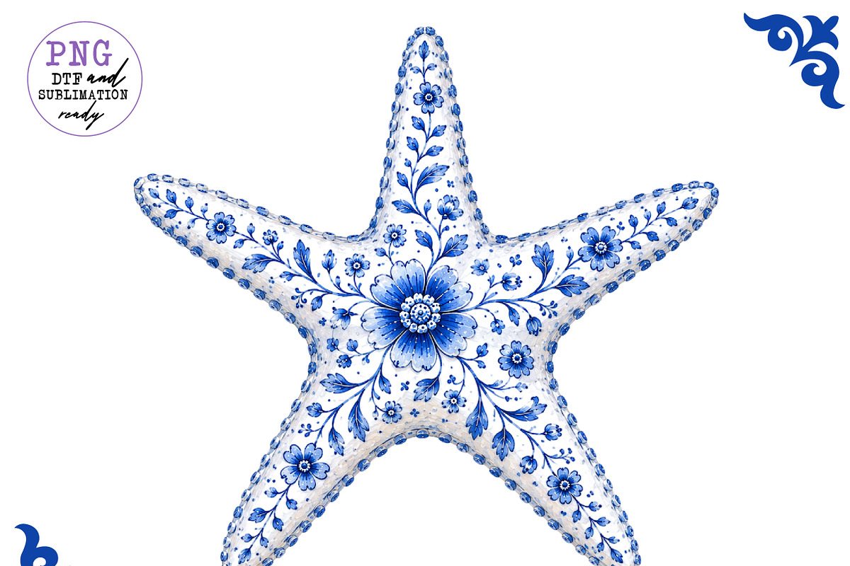 Chinoiserie Blue Sea Animals Clipart, a Work Illustration by CreationArt (Photo 6 of 11)