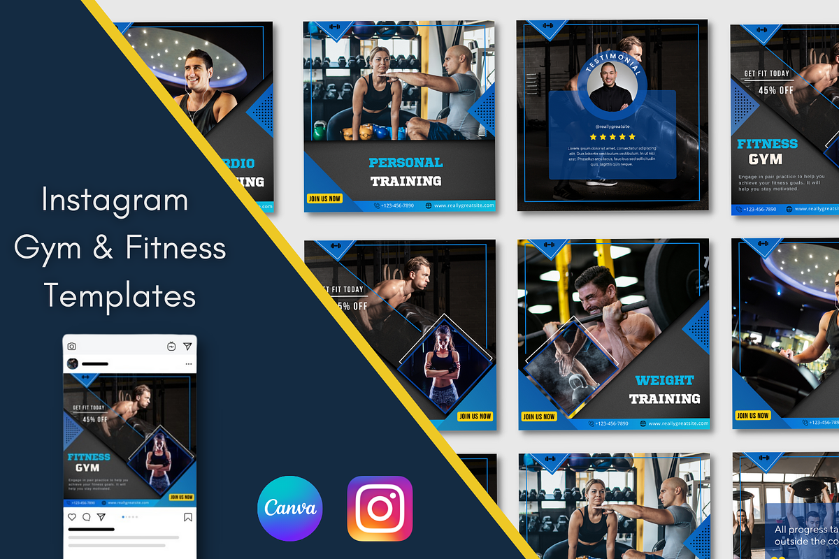 Instagram Fitness Gym Templates, a Social Media Template by Qamso Designs (Photo 1 of 2)