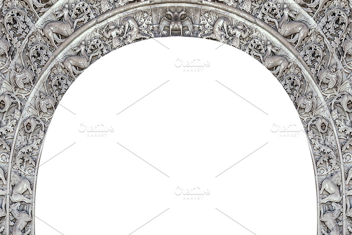 Blank frame with ornate stone carving rounded borders, a Background Graphic by DanFLCreativo