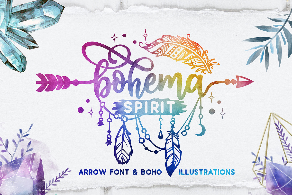 Bohema Spirit font and illustrations