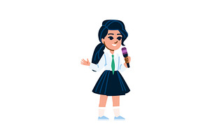 Schoolgirl making presentation, a Person Illustration by pikepicture
