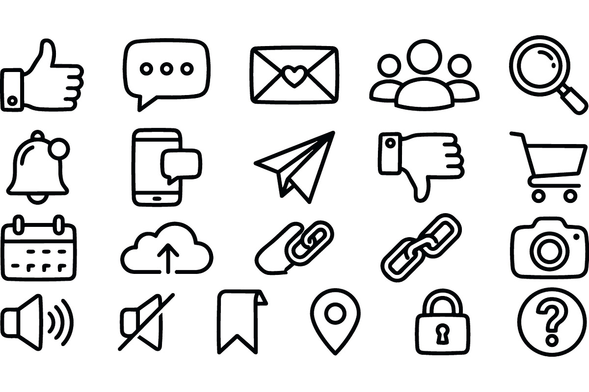 Social Media Icon Clipart Set, an Illustration by designvectx (Photo 1 of 3)