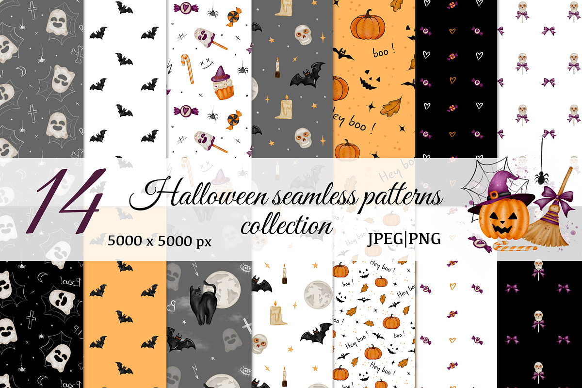 Cute Halloween Patterns Set, a Pattern Graphic by ZabolotnaArt (Photo 1 of 6)