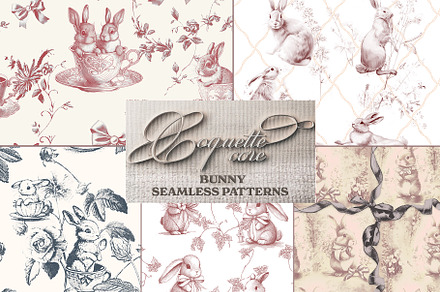Bunny Coquette Seamless Patterns, a Pattern Graphic by Marie T